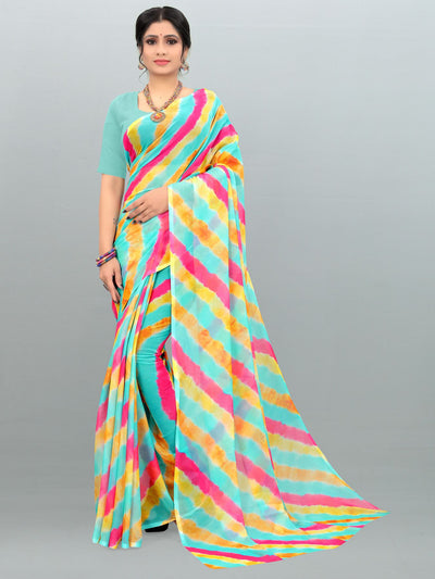 Multi Color Chiffon Printed Saree