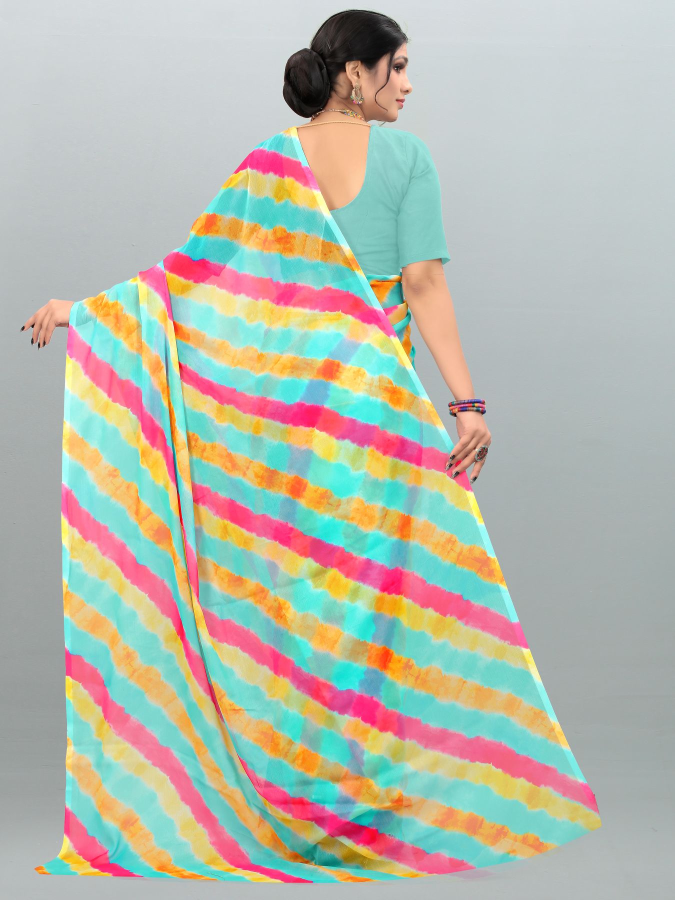 Multi Color Chiffon Printed Saree