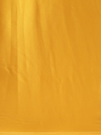 Poly Crepe Solid Yellow Saree